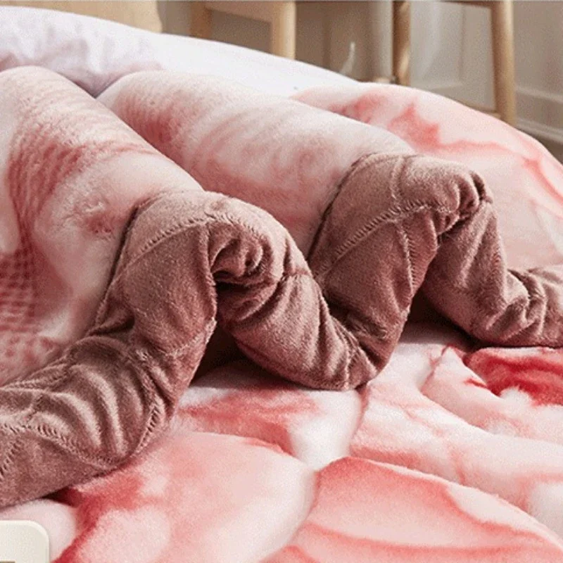 Double Layered Thicken Blanket Winter Home Use Sewn Wrapped Soft Comfortable Edges Bedroom Bedding Festival Commemorative Gift