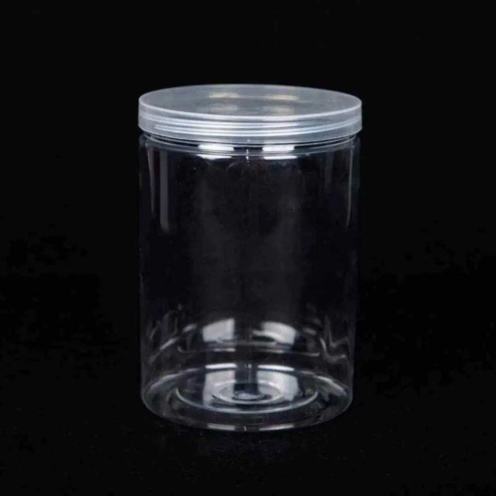 Clear Sealed Can With Lid Plastic Empty Packing Bottle Circular Storage Bucket Biscuit Jar Food Grade Sealed Cans Tank Container