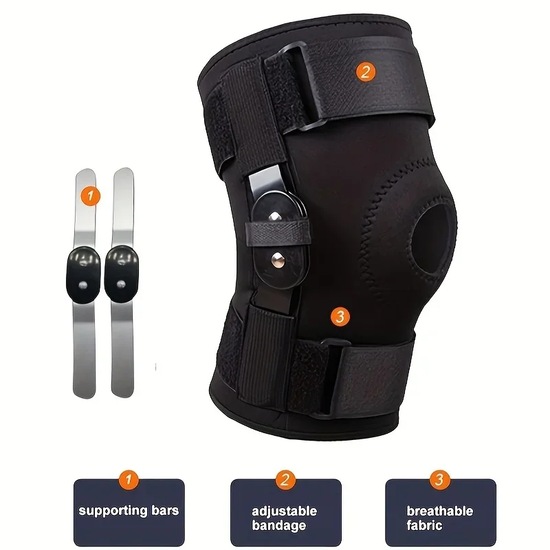Adjustable Knee Brace with Side Stabilizers and Patella Gel Pads