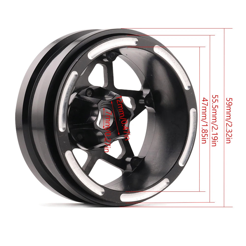 1.9 Inch Carbon Fiber Wheels Rim 4Pcs for 1/10 RC Car Crawler Capra SCX10 RR10 TF2 Element Enduro Gmade R1 Cheater Rigs 1.9S DIY