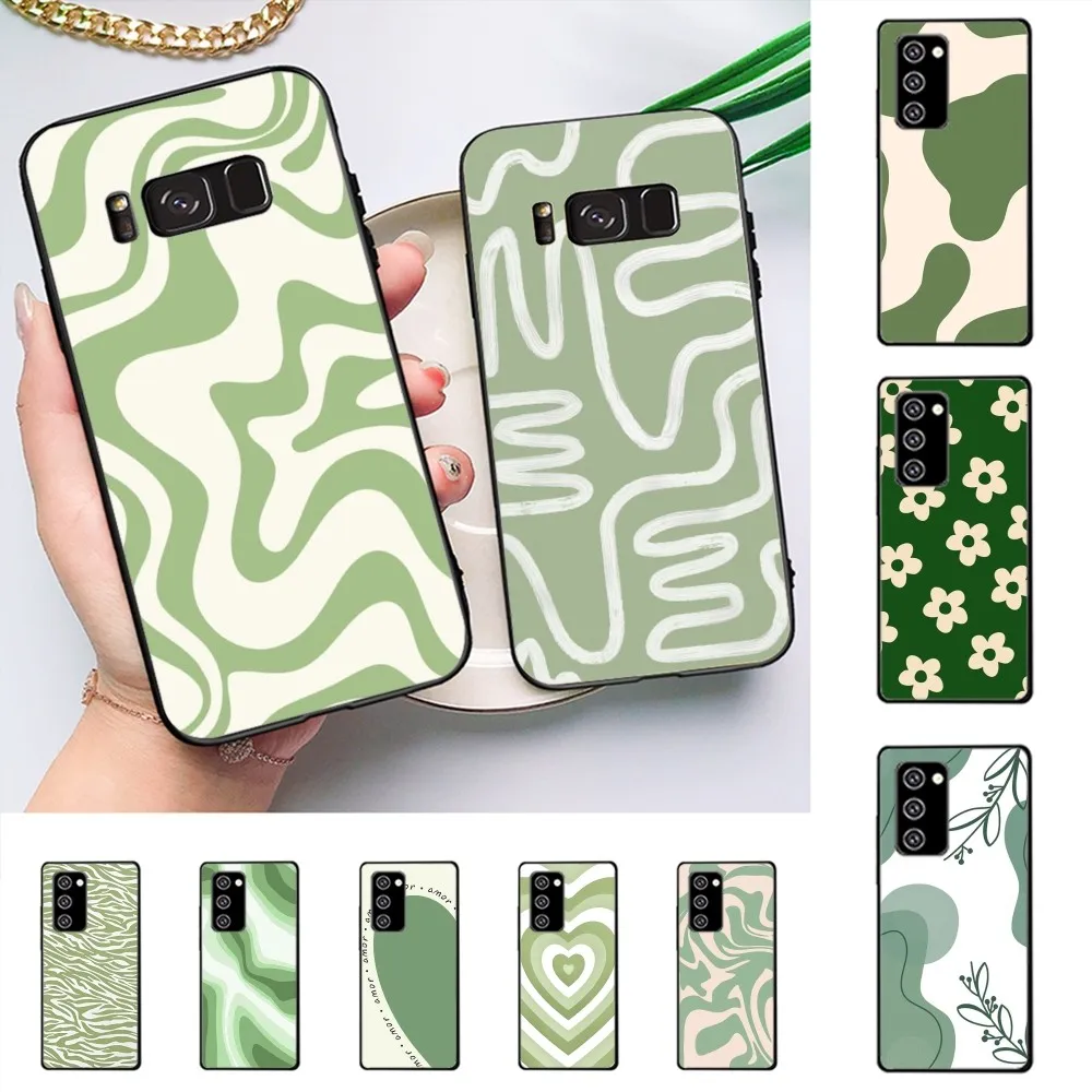 Fashion Green Swirl Aesthetic  Phone Case For Samsung J 7 plus 7core J7 neo J6 plus prime J6 J4 J5 Mobile Cover