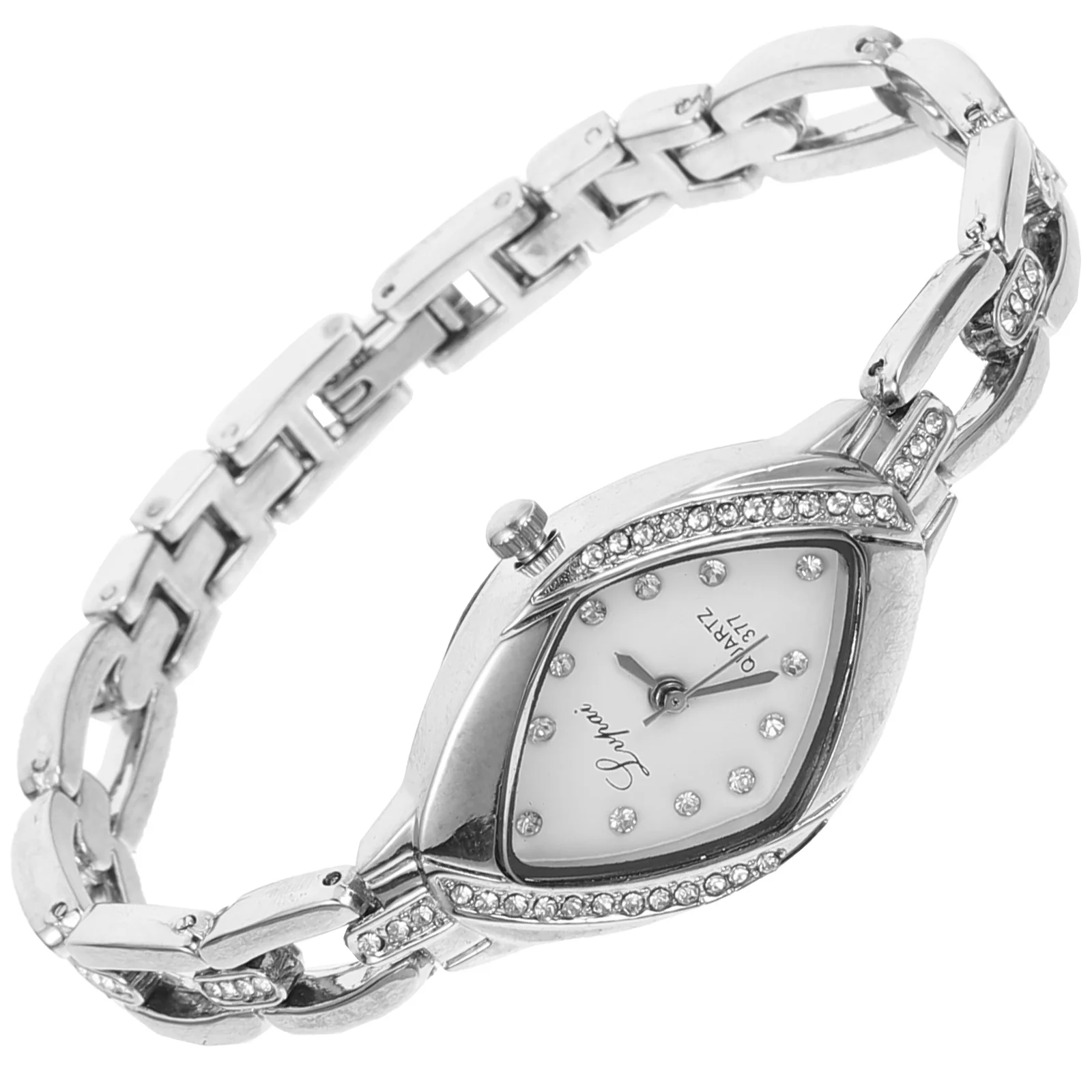 

P128 Women's Rhinestone Wrist Watches Steel Bracelet Analog Quartz (Silver White) p128 quartz watch women quartz watch