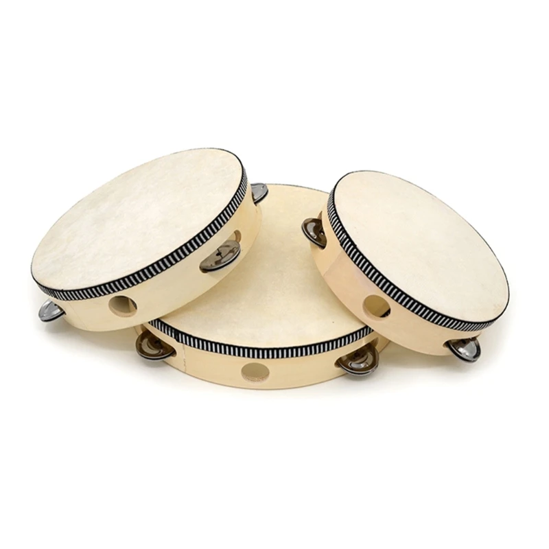 Tambourines with Metal Bells Drum Hand Percussion for Adults Church Party