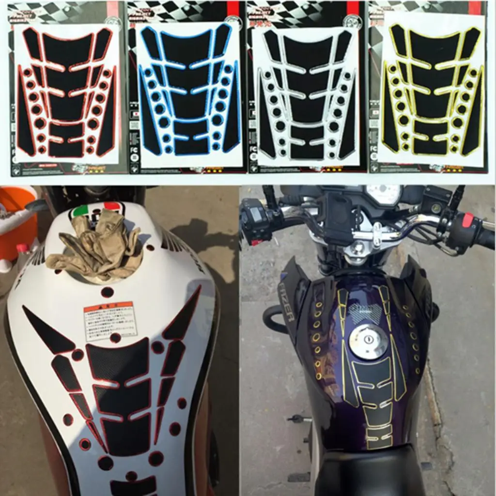 Soft Rubber Gas Tank Pad Protector 3D Fishbone Sticker for Motorcycle Tank Cover Decoration and Protection