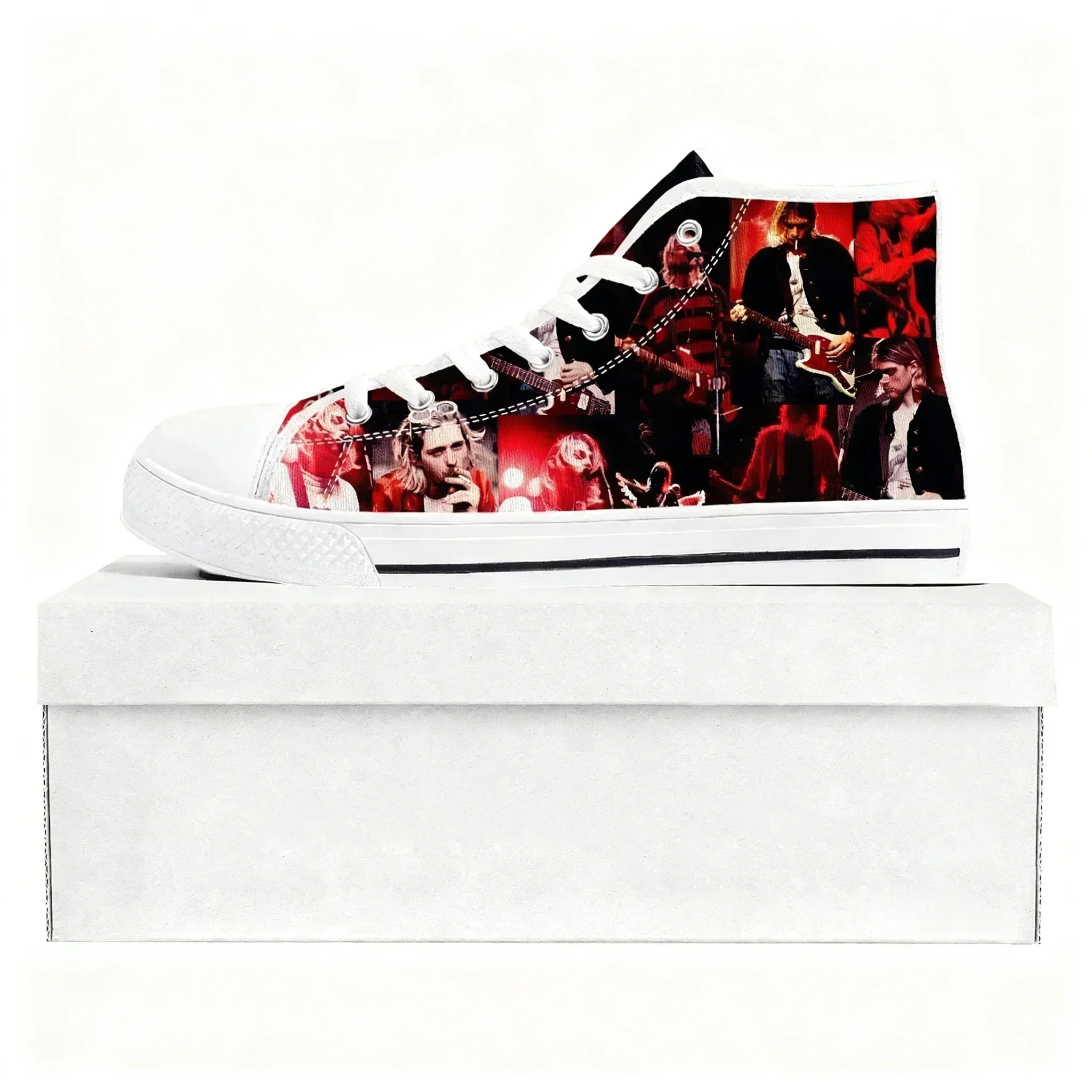 

Кроссовки Kurt Cobain High Top для мужчин, женщин и подростков, высококачественные повседневные кеды из канваса, обувь на заказ, белые