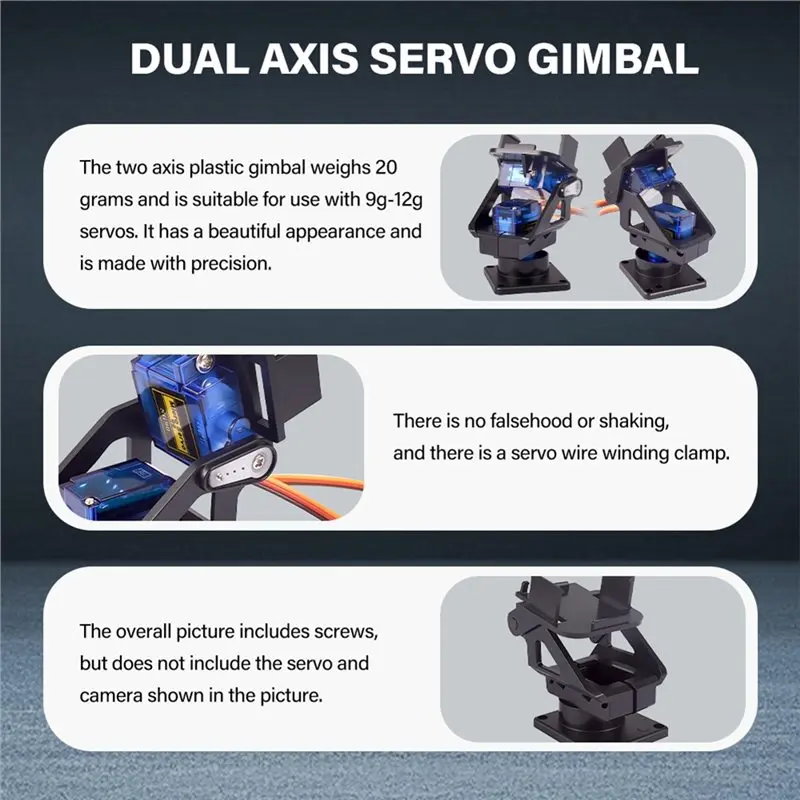 DT18 Dual Axis for Servo Gimbal for 28x28mm Camera with 2x SG90 9G for Servo FPV Camera Mount Mini Platform for RC Drone