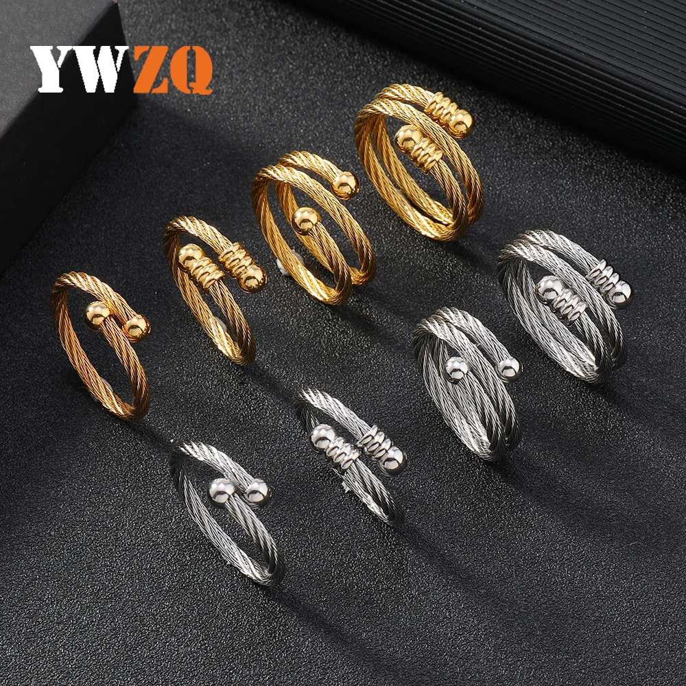 1pcs Hot Selling Minimalist And Personalized No.7 Stainless Steel Cable Ring Accessory With Adjustable Female Opening Ring