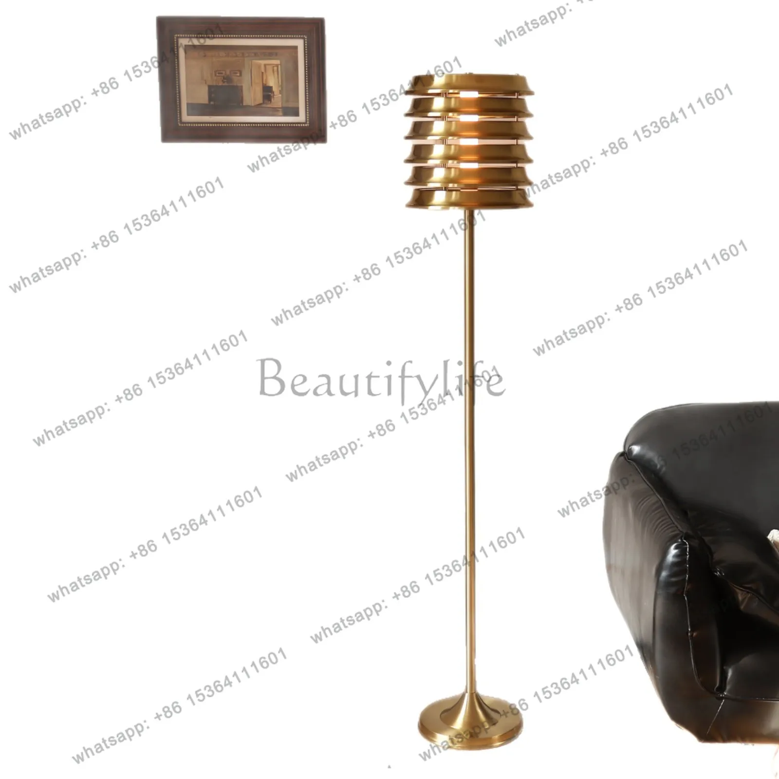 

YJ log wind floor ornament can shine Japanese style living room bedroom medieval retro style tea room art creative decoration