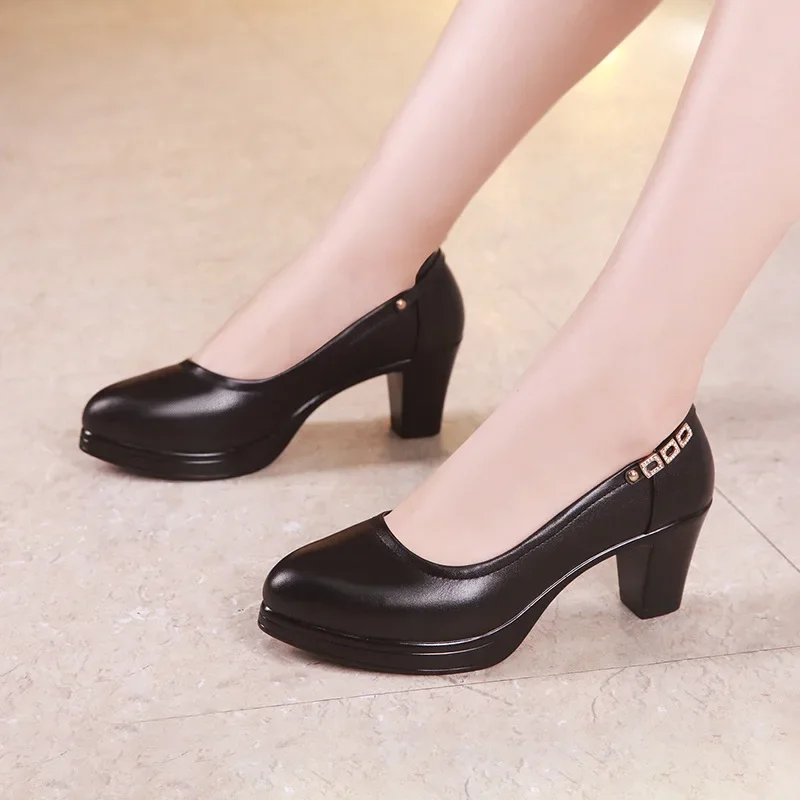 Plus Size 32-43 Block Medium Heel Platform Shoes Women Pumps 2023 Fall Wedding Shoes Dress Office Work Shoes Ladies high heels