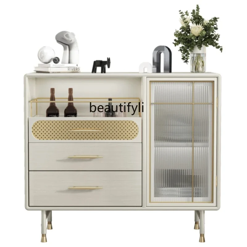 

Light Luxury Home Entrance Cabinet American Induction Lamp Storage Side Cabinet Modern Minimalist Solid Wood Sideboard