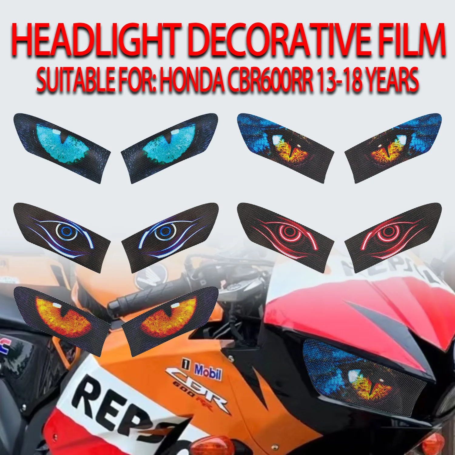 

Suitable for Honda CBR600RR 2013-2018 modified headlight protective stickers car light decorative stickers.