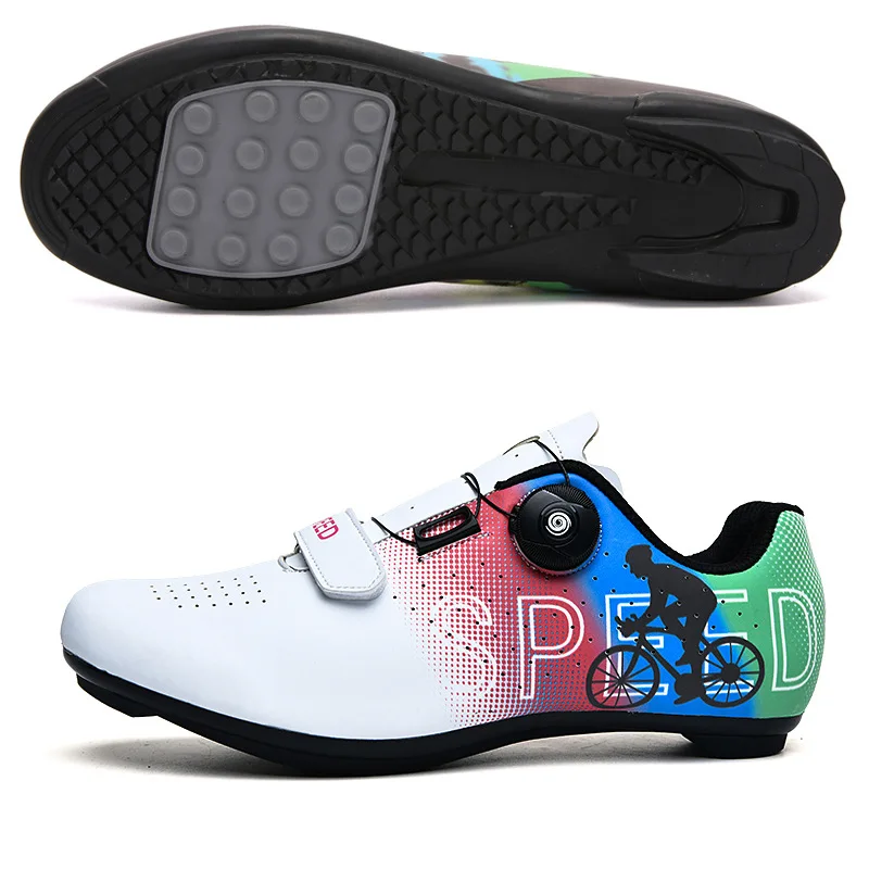 Spring Cycling Shoes Men Women Road MTB Bike Shoes Breathable Rotary Buckle Clipless Non Slip Rubber Sole Race Bicycle Shoes Pro