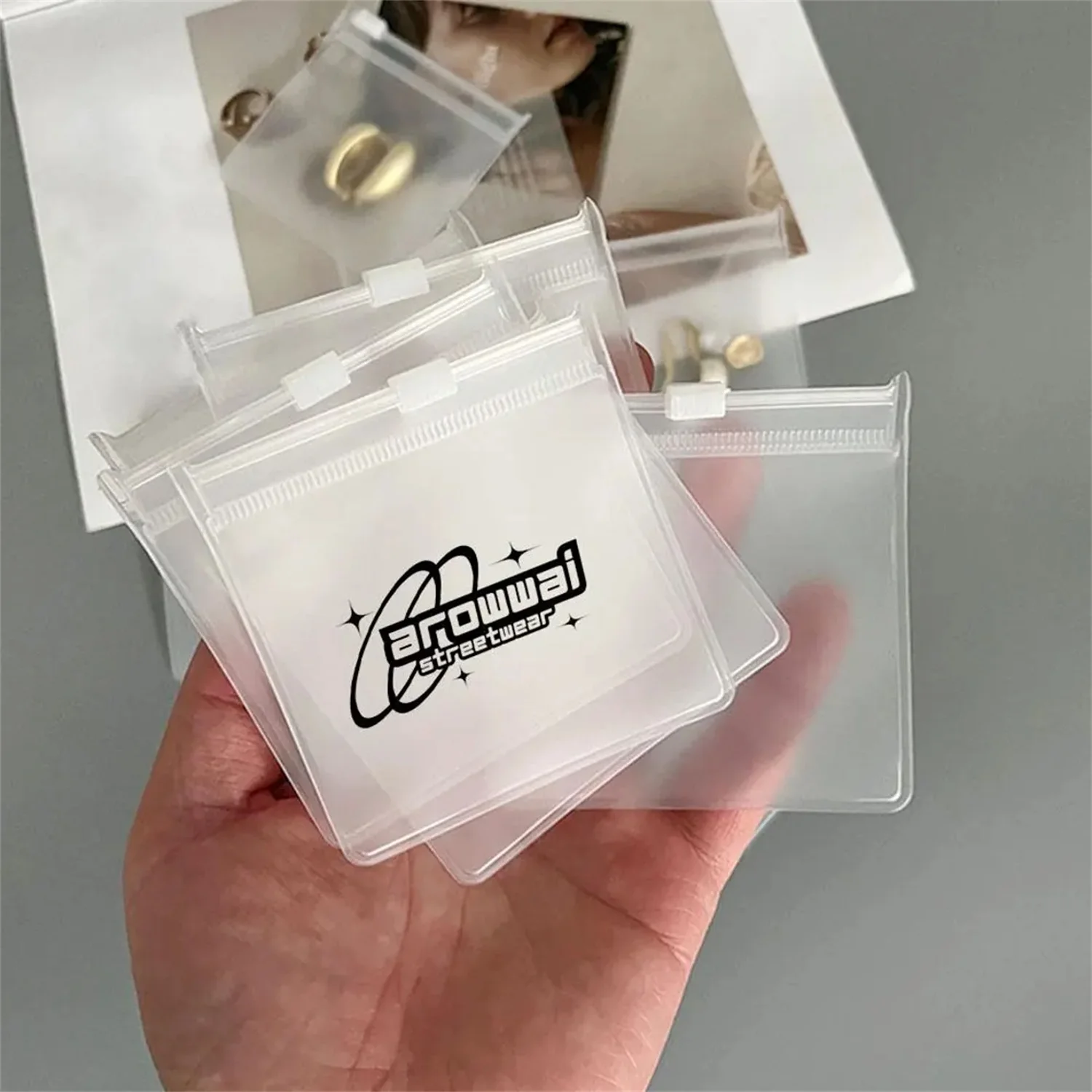 50/100pcs Custom Logo Clear/Transparent/Matte/Frosted Self Sealing Strong Pvc Zip Lock Jewelry Plastic Bags for Jewellery Packag view 4
