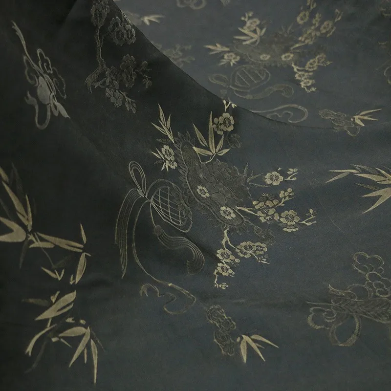 

Intangible cultural heritage traditional Xiangyunsha silk jacquard fabric new Chinese-style simple black ramie