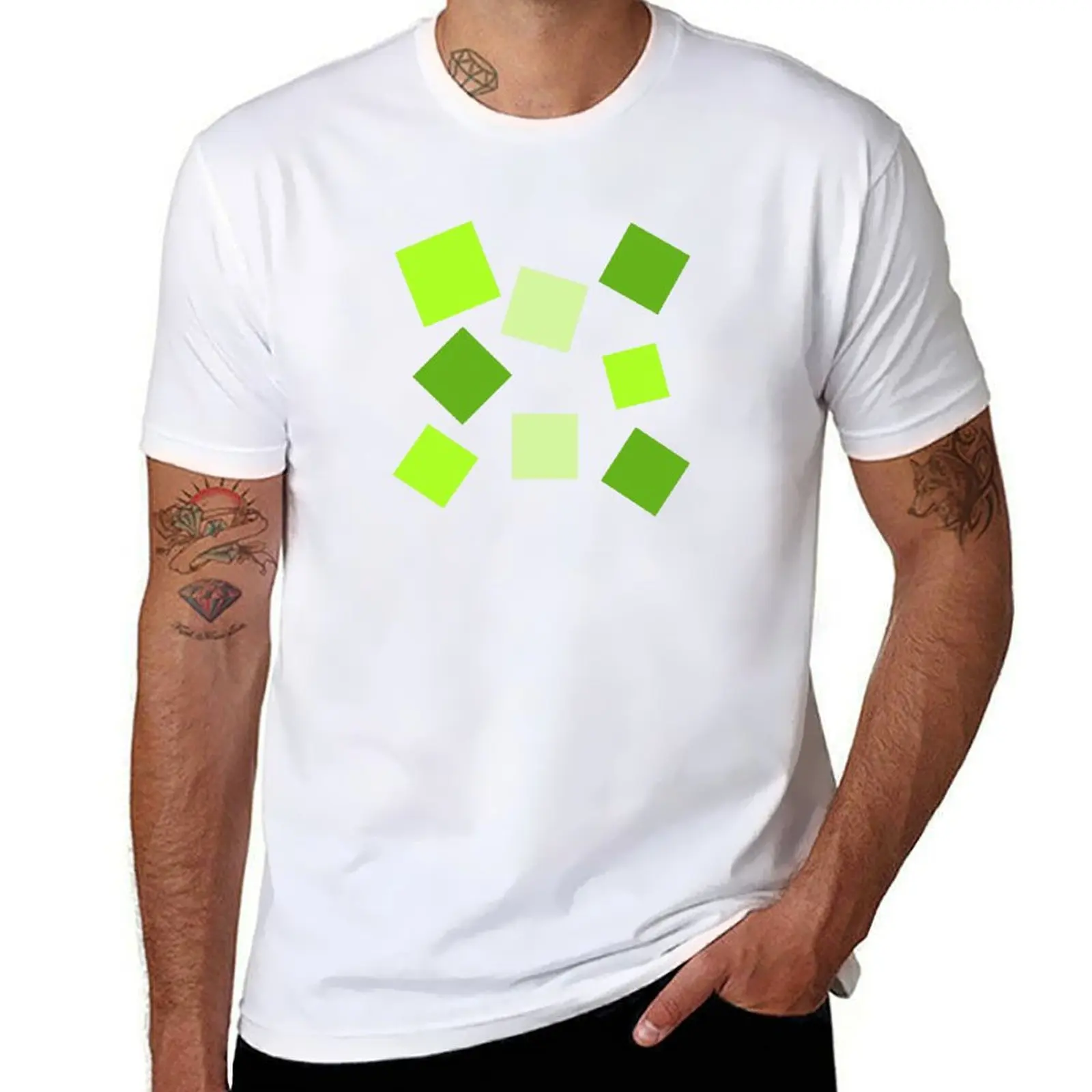 

Wild Green Squares Exciting Simple Pattern T-Shirt essential t shirt t shirts cotton 100% T-Shirt