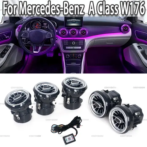 자동차 12 색 LED 에어 컨디션 벤트 아울렛 터빈 에어 벤트 메르세데스 벤츠 A B CLA GLA 클래스 W117 W156 W176 W246