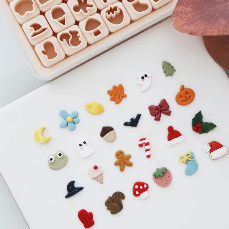 

24 шт./компл., серия для праздничной вечеринки, мини-резаки для полимерной глины, серьги, брошь, подвеска, украшения, форма для полимерной глины, керамические инструменты