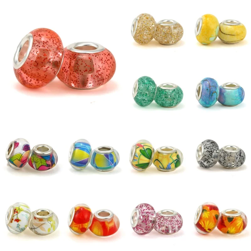 2024 New Colorful Charm Glass Beads Large Hole Women Girl Bracelets Bead String DIY Accessories Supplies For Jewelry Gifts