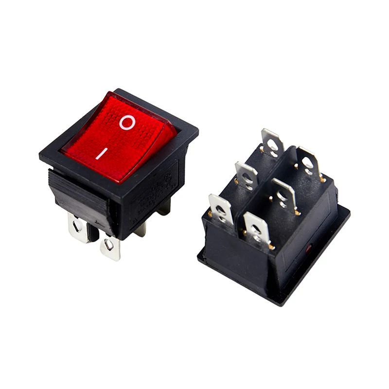 1PCS KCD4 Black Rocker Switch Power Switch ON-OFF-ON 3 Position 6 Pins The Arrowis Reset 16A 250VAC/ 20A 125VAC