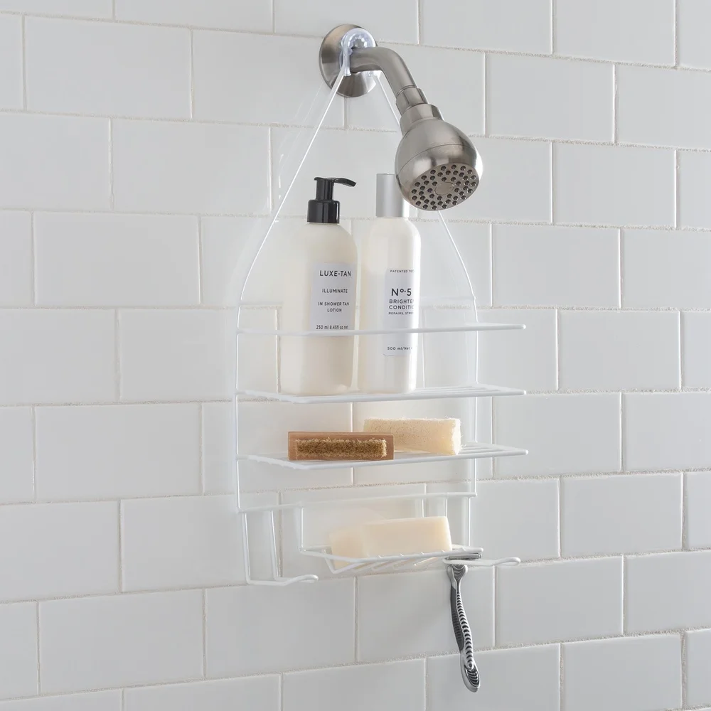 2 Shelf Hanging PE Coated Shower Caddy White