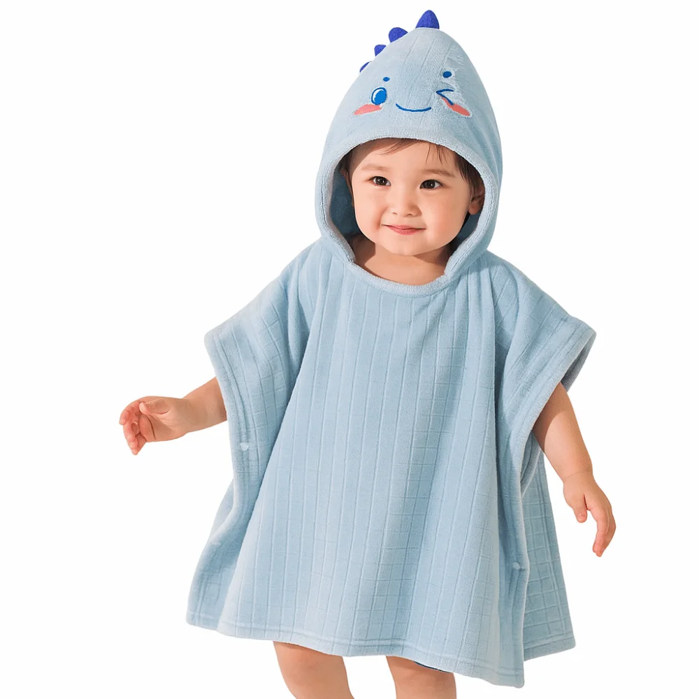 

Cartoon Dinosaur Baby Bath Towel Coral Velvet Soft Hooded Bathrobe Absorption Breathable Cartoon Cloak Towel Boys Girls