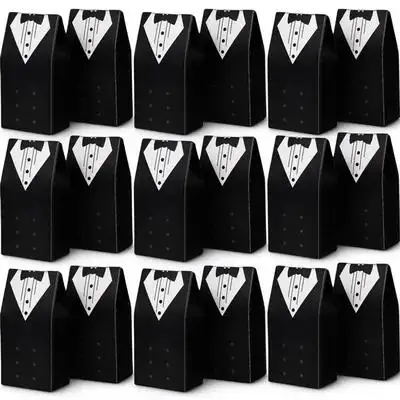 

50Pcs Groom Tuxedo Candy Boxes Foldable Elegant Sweets Packaging for Wedding Engagement Party Favors Candy Boxes