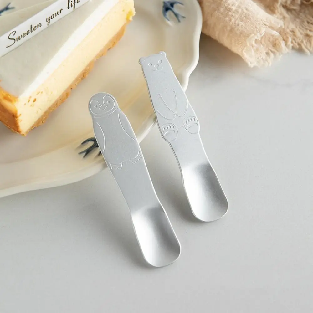 

Kitchen Tableware Aluminum Ice Cream Spoon Japan Penguin/bear Pattern Dessert Spoon Self-melting Type Silver Coffee Spoon Kids