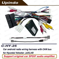 Car Radio Android Head Unit Wiring Harness Power Connector Socket with CAN Bus Box Adapter for Hyundai IX35 I40 Veloster 2012+