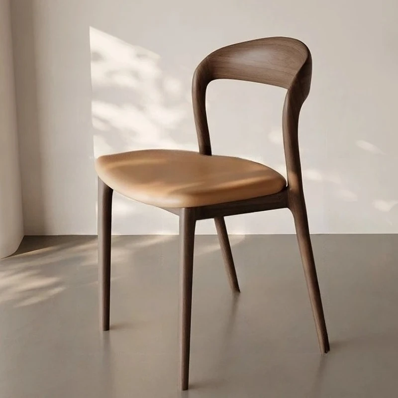 Solid Wood Dining Chair Household Nordic Simple Light Luxury Designer Medium Ancient Style Black Silla Gamer Advanced Sense