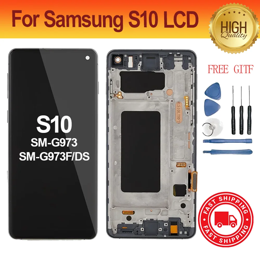 Дисплейный модуль для Samsung Galaxy S10 G973W G973N: ЖК-экран, сенсорный дисплей, дигитайзер с рамкой для Samsung S10 LCD