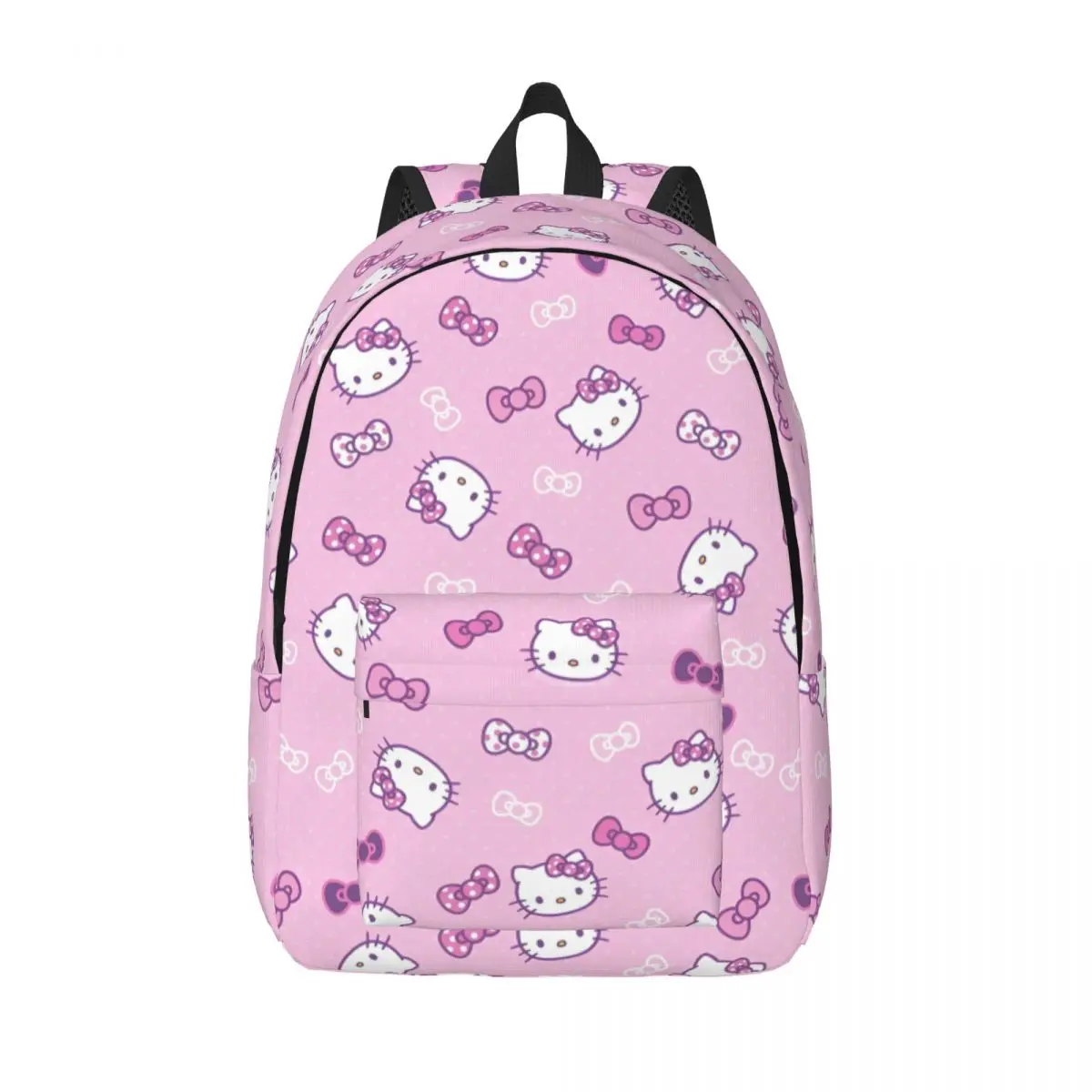 유치원 초등학생을위한 헬로 키티 배낭 보우 패턴 책 가방 소년 소녀 어린이 캔버스 데이 팟 선물