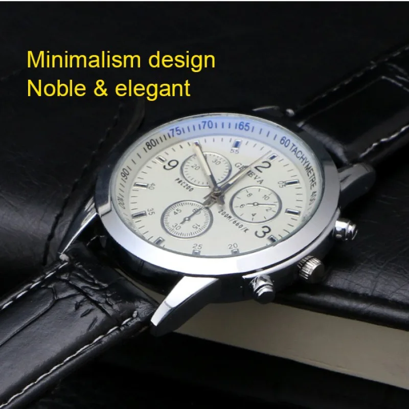 Relógio Quartz de Três Olhos Masculino, Impermeável, Multi Funcional, Moda