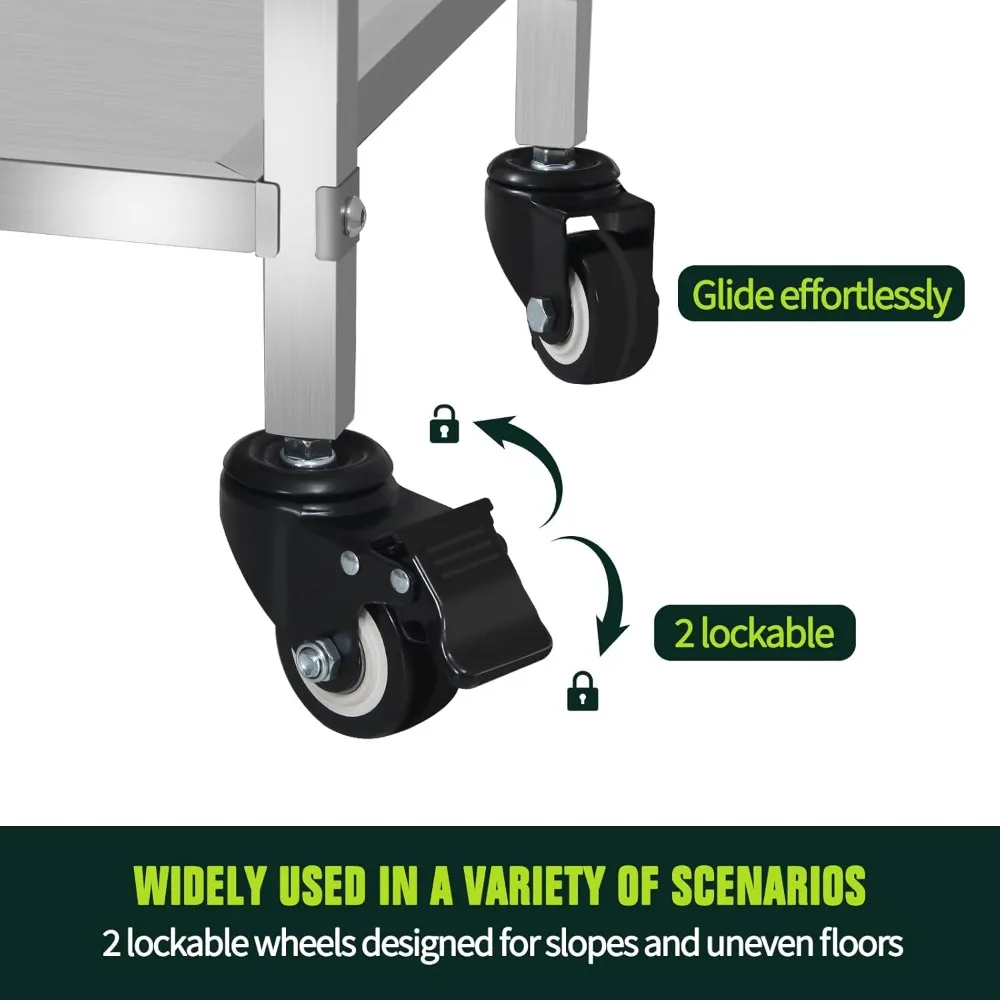 عربة أدوات دوارة من 3 طبقات بسعة 450 رطل، عربة تخزين أسلاك الفولاذ للاستخدام الداخلي #4