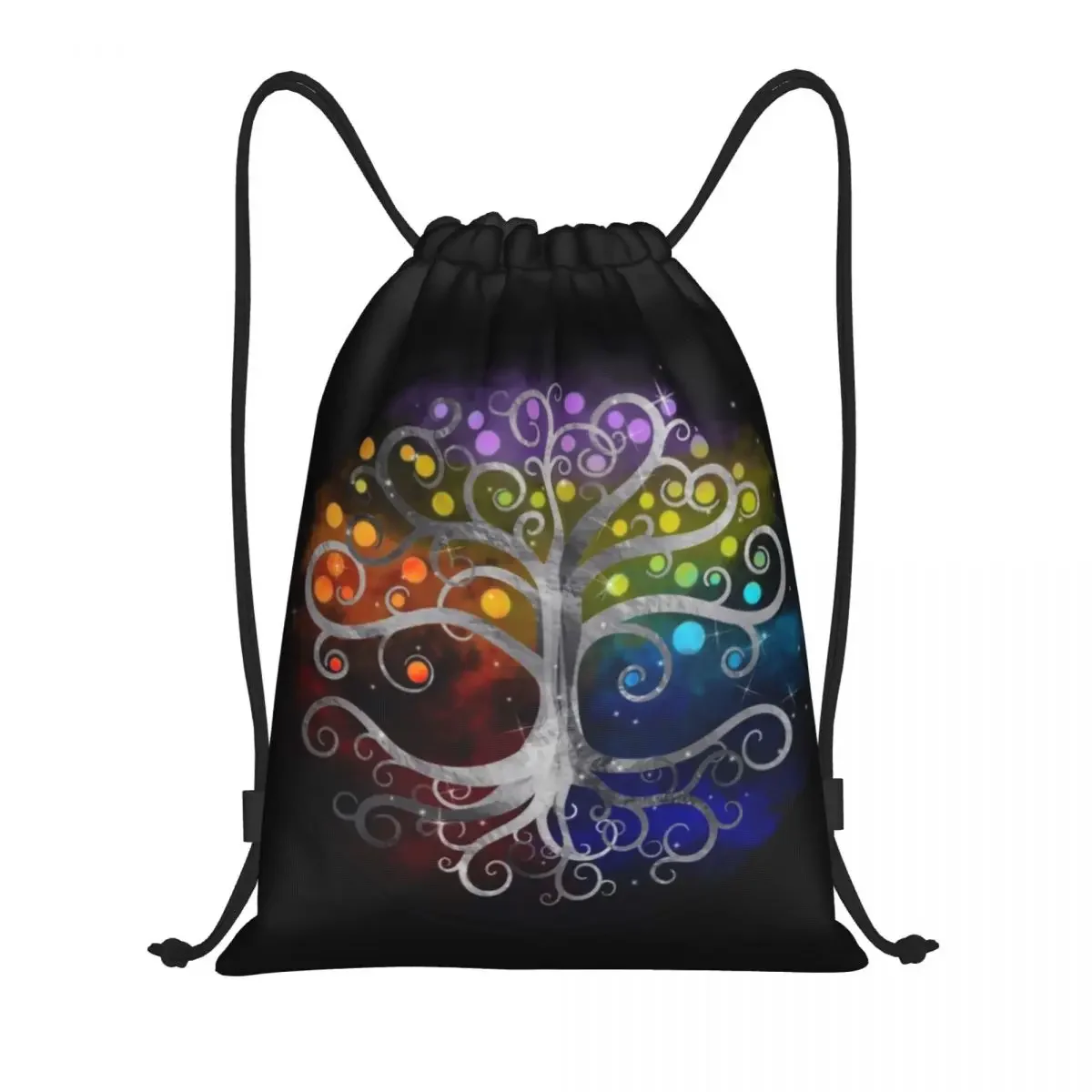 Tree Of Life Silver Swirl Drawstring Bags Women Men Foldable Sports Gym Sackpack Vikings Training Storage Backpacks