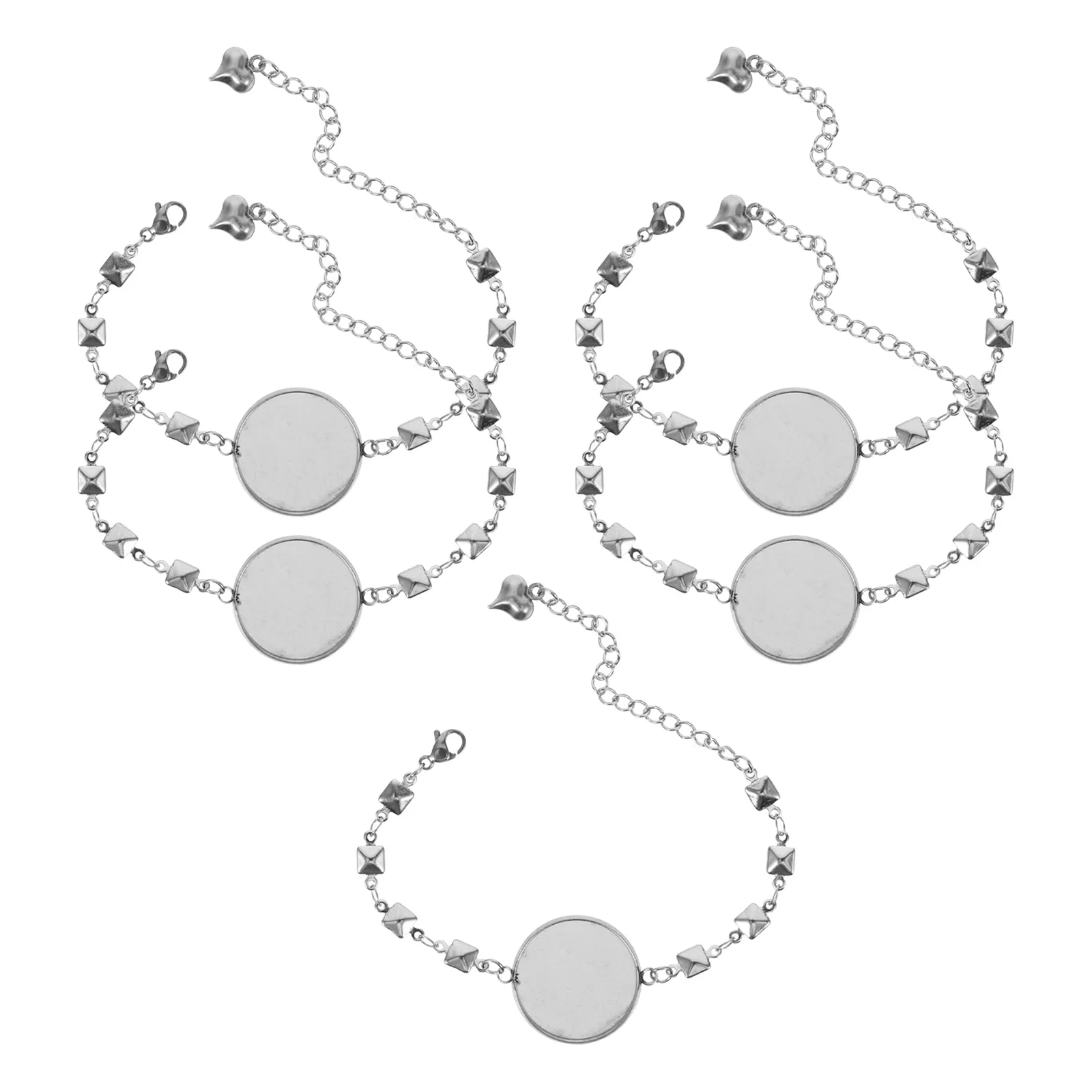 

5Pcs Round Stainless Steel Blank Tray Bangle for Jewelry Making DIY Bracelet Accessories Blank Pendant Tray Bracelet