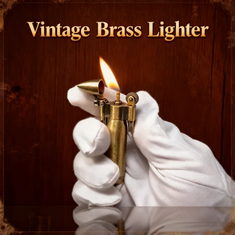 

New Retro Bullet Round Pendant Lighter - Mini Sand Wheel , Open Fire Windproof, Personalized Creative Collection Gift Tool