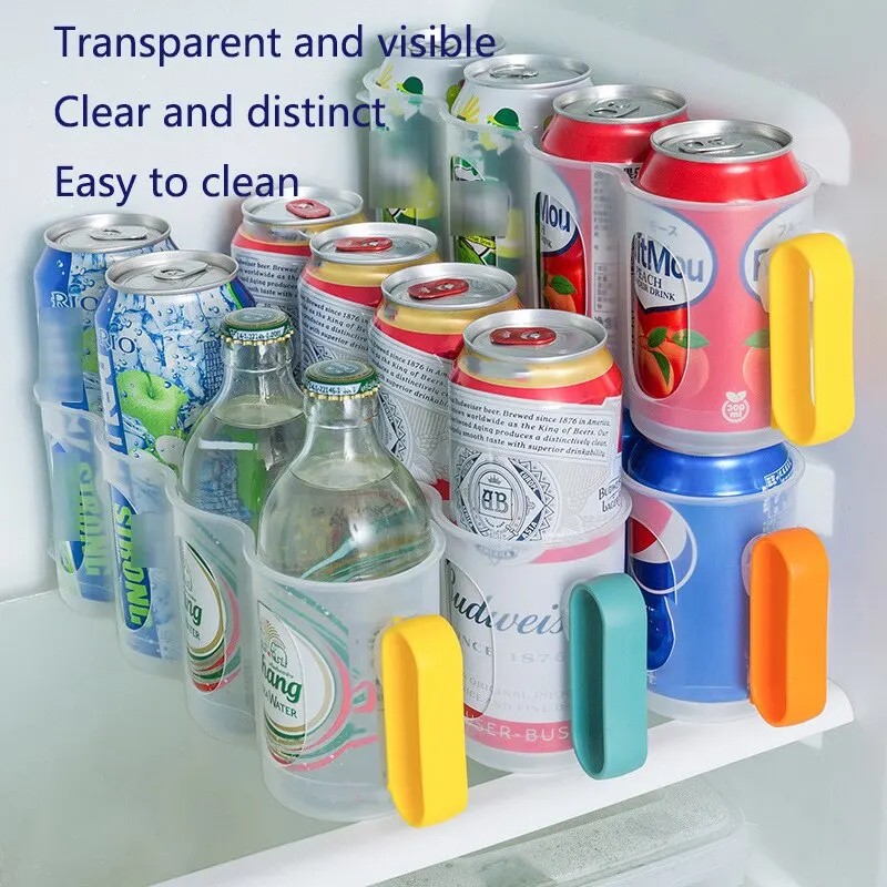 Kitchen Refrigerator Storage Box Refrigerated Soda Drink Storage Rack Can Organizer Hand-held Storage Box