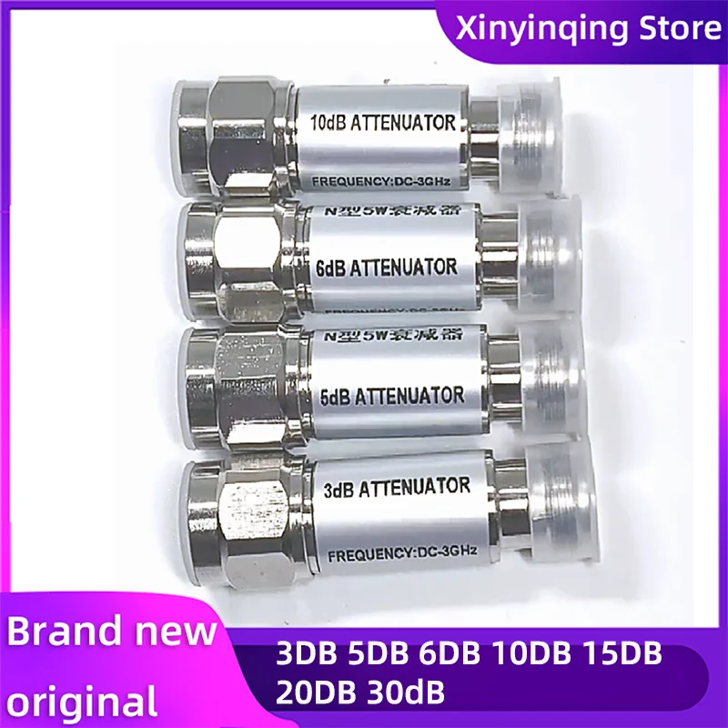 N Type fixed attenuator 2W 5W DC-6GHz N-J-K coaxial RF attenuator 3/5/6/10/15/20/30/40dB N Connector