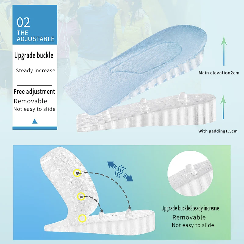 1 Pair Invisible Height Increase Insoles for Women Men Half Insole 3-Layer Air Up Lifts Elevator Shoes Pad Heel Lifting Inserts