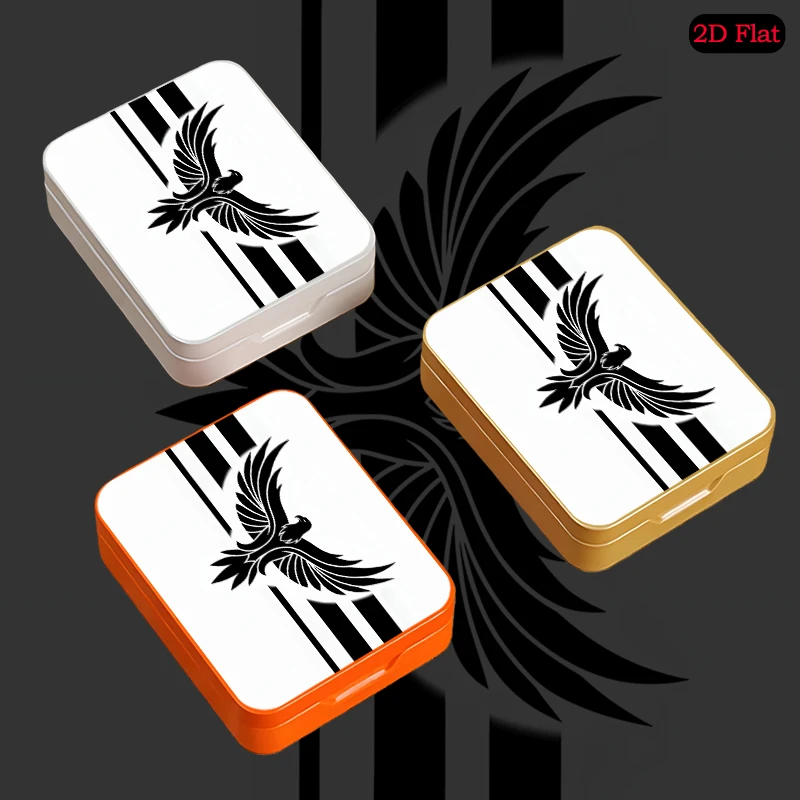 Eagle Silhouette with Striped Background Theme Creative Novelty Flip Top Square Tin Box, Mini Pocket Tin Case, Holiday Gift