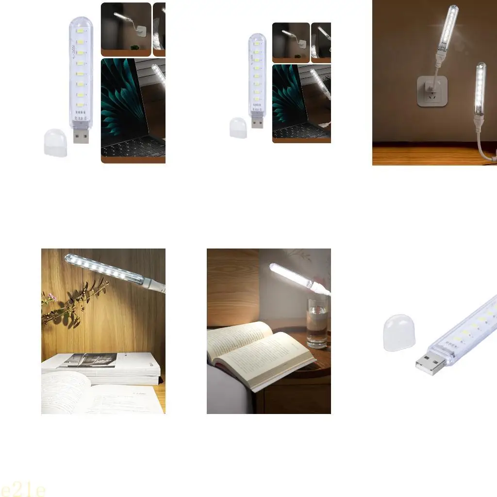 E21E USB Power 8 LED إضاءة بيضاء للتخييم والصيد وغرفة النوم والقراءة
