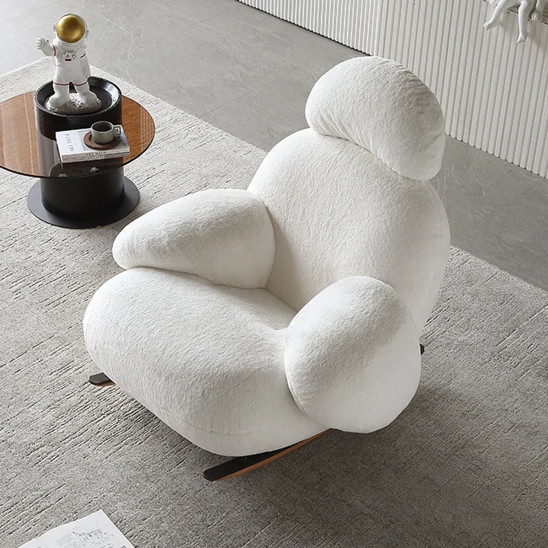 

Nordic Lamb Wool Lazy Sofa Chair Living Room Balcony Bedroom Designer Furniture Cream Wind Lounge Chair
