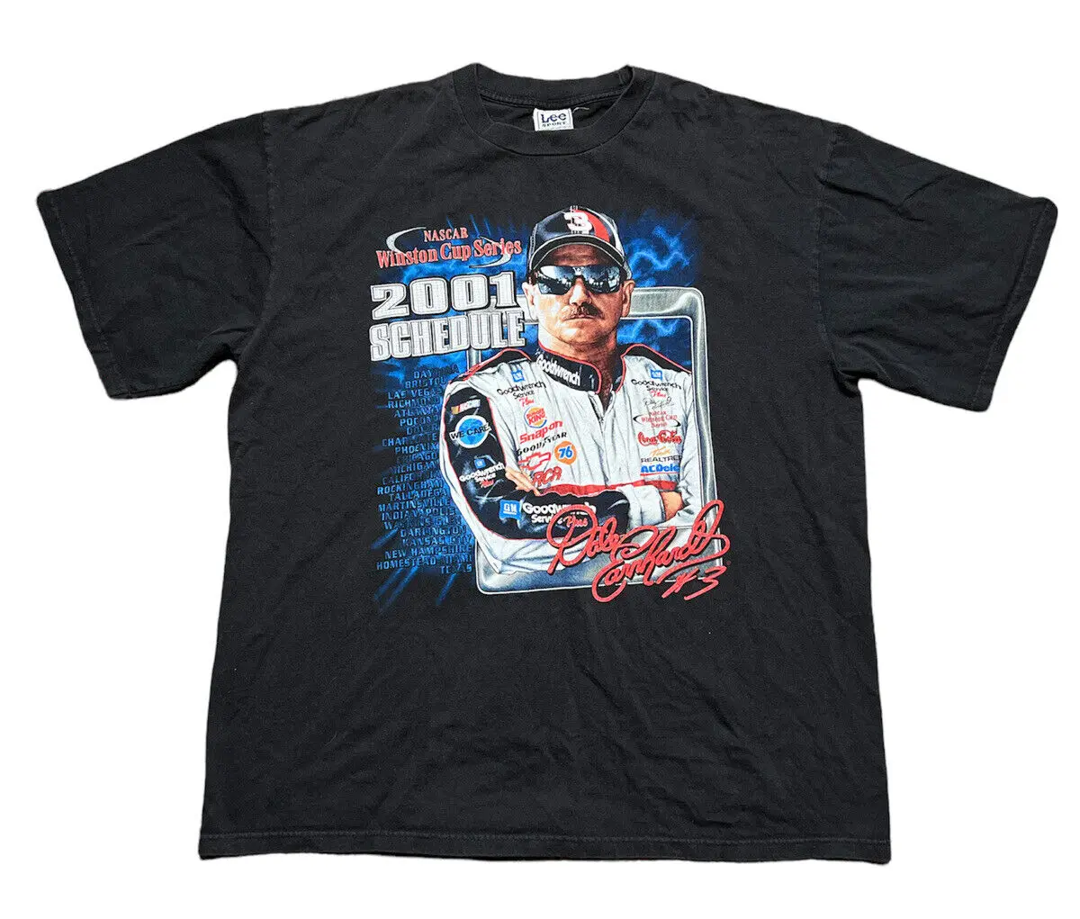 

Vintage Dale Earnhardt T Shirt 2001 Nascar Schedule Men’s 2XL Preowned Vtg Y2K