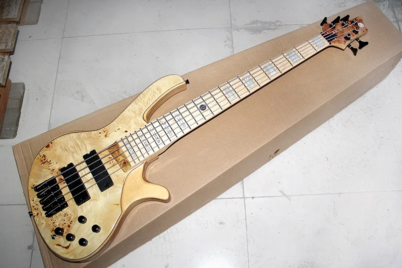 Flyoung Natural Wood Color 5 Strings Electric Bass Guitar Profectional Bass Guitar Bajo Electrico