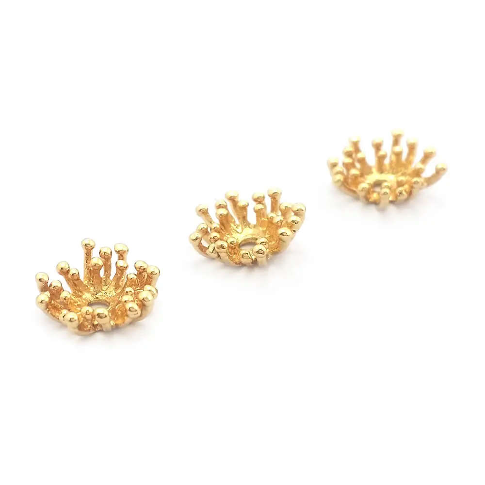 10 Uds. De tapas de cuentas de flores 3D de latón de Color dorado de 18K, suministros para hacer joyería Diy, collar, pendientes, accesorios para mujeres