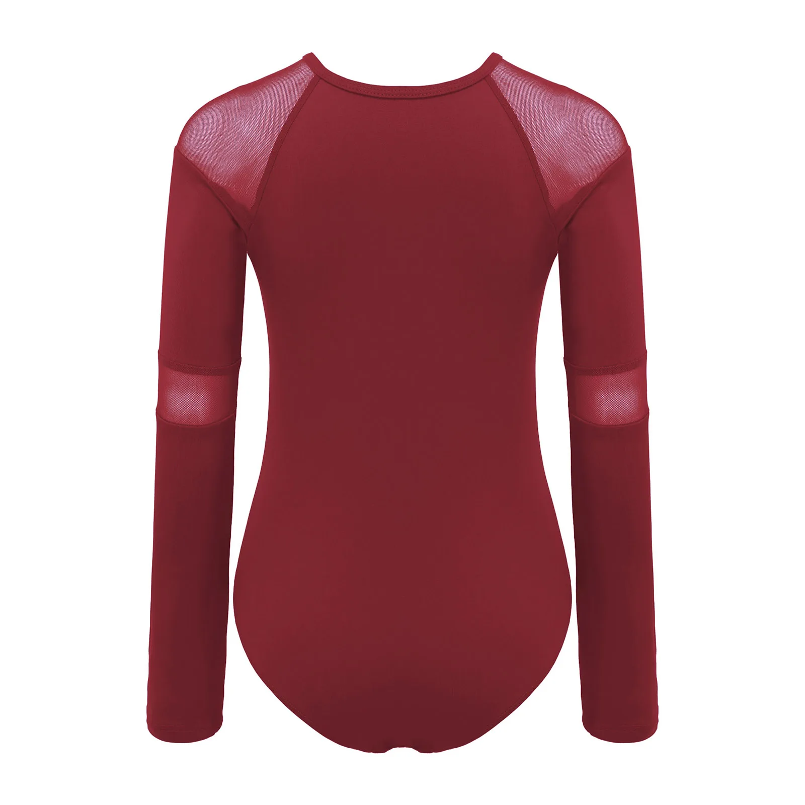 Strój gimnastyczny baletowy dla dziewczynek, z siateczkowymi wstawkami, długi rękaw, trykot baletowy do łyżwiarstwa figurowego i występów tanecznych.