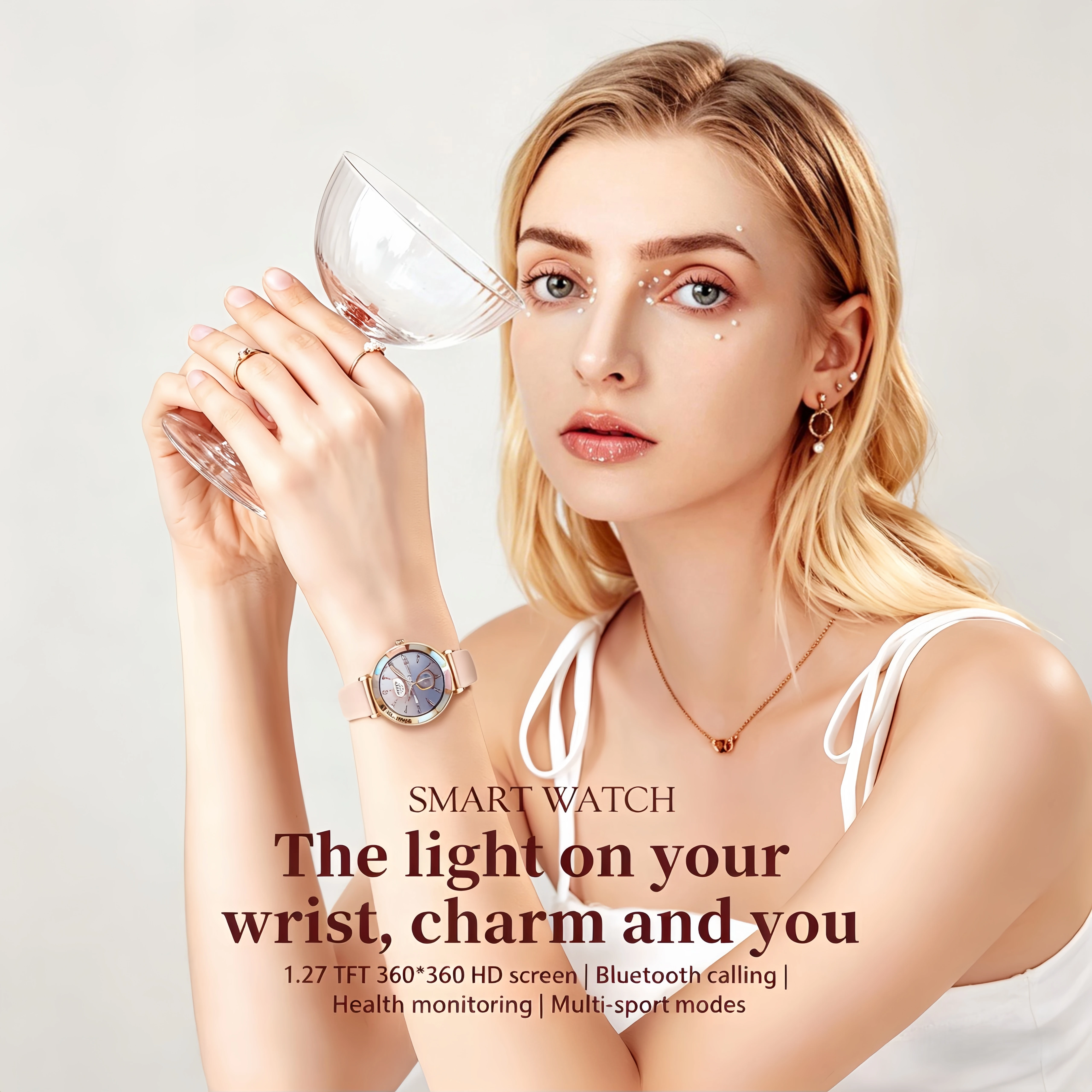 

Новые модные умные часы для женщин с функцией Bluetooth-звонков, мониторингом здоровья, голосовым управлением AI, трекером фитнеса и спортивными функциями.