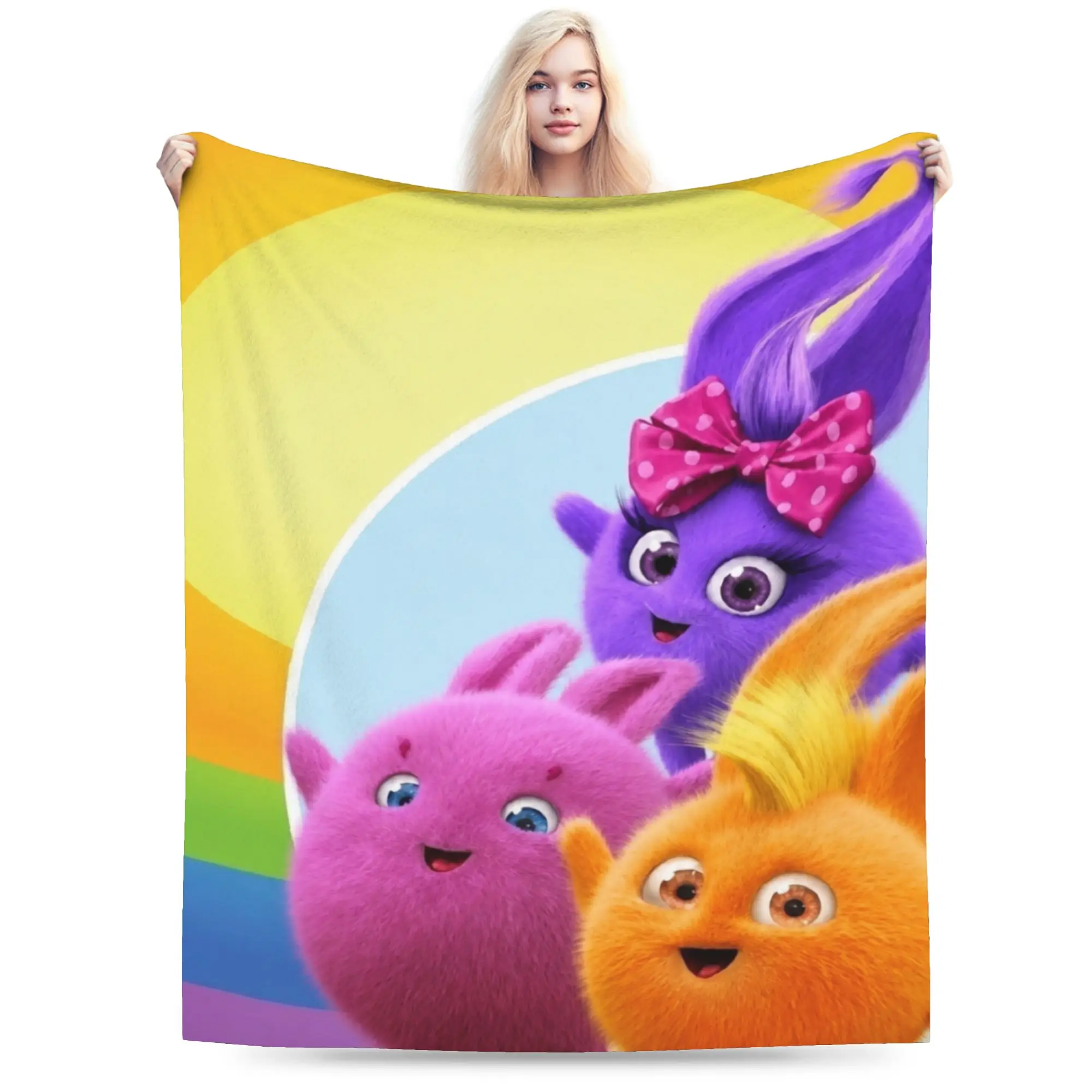 Stylish Sunnys Bunnies cartoon Blanket Soft Flannel  Relax Throw Blankets Machine Washable