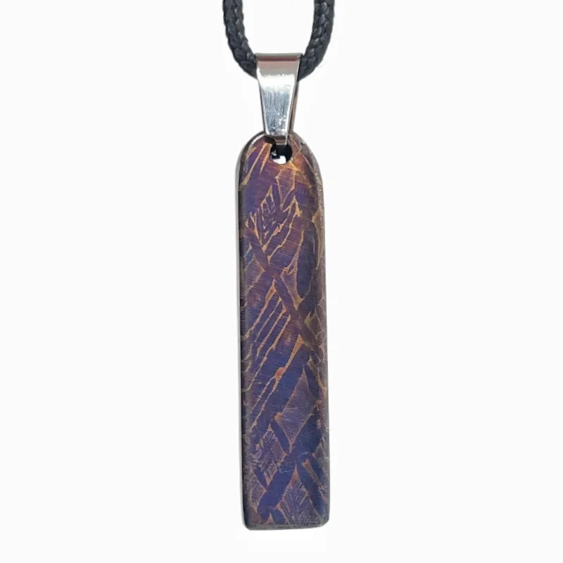 Muonionalusta Meteorite Specimen Necklace Processed Slim Long Bar Iron Meteorite Slice Pendant Space Rock Collection Gift LK636