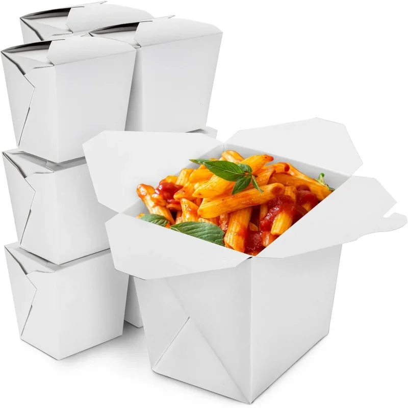 [450] Chinese Take Out Boxes - 32 oz Plain White Containers To Go Asian Meals - Noodles, Rice - Takeout Packaging Business